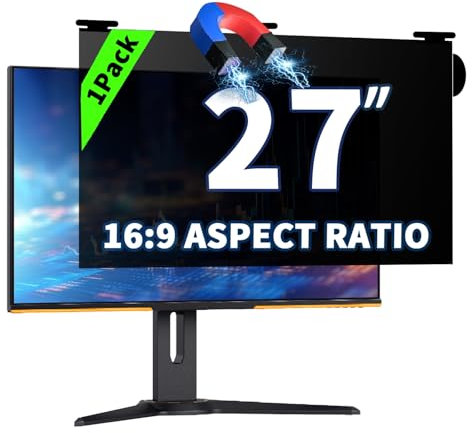 Magnetic Hanging Computer Privacy Screen 27 Inch for 16:9 Widescreen Monitor, Removable Privacy Screen Anti Glare Blue Light Computer Screen Privacy Shield, Anti-Scratch 27 in Protector Film