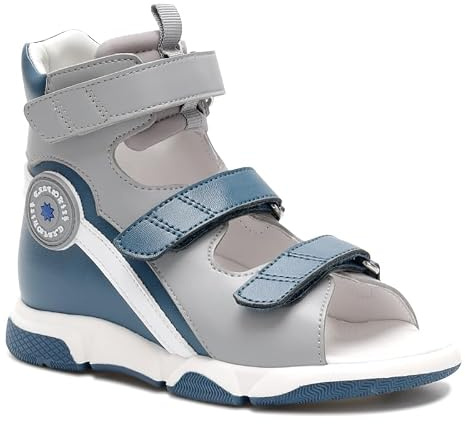 Orthopop Sandalias ortopédicas para niños pequeños con soporte para el arco, zapatos de apoyo para el tobillo con espalda alta para niños Azul EU 31