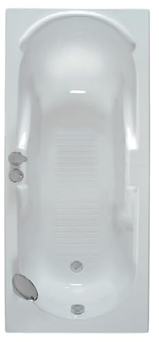 Vasca da Bagno rettangolare in acrilico sanitario dimensioni cm 140x70 150x70 160x70 170x70 colore bianco Aqualife Volupia Made in Italy (Solo guscio da incasso, CM 160X70)