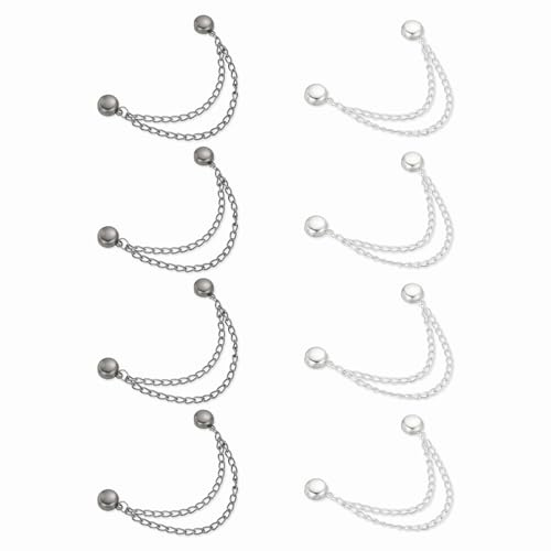 QUARKZMAN 8 Stück Magnetische Kleidungsclips Runde Kleidungsklammern mit Kette Kleider-Clips Multifunktionale Hijab-Magnete für Dünne Kleidung Schals Hosenbeinen Brosche