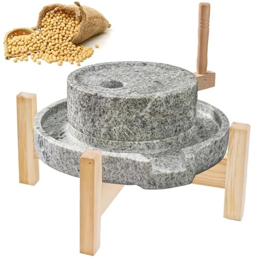 Molinillo de grano de piedra hecho a mano para moler trigo, arroz, frijoles, semillas, especias y maíz, perfecto para uso doméstico y alimentación saludable