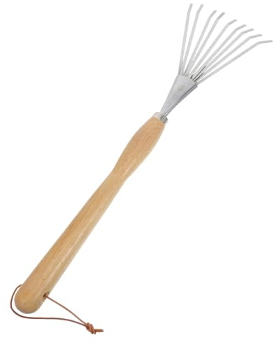 Gatuida Rastrello per Foglie da Giardino Rastrello Mano Portatile per Orto in Acciaio Inox e Faggio per Giardinaggio all Aperto