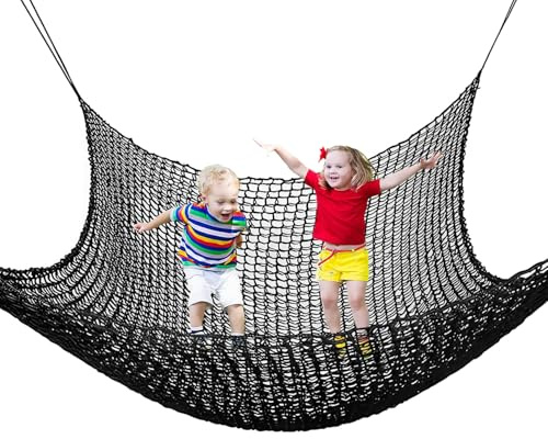 BERADNET Kids Climbing Net Double Layers Playground Net Cargo Net Climbing Frame Safety Rope Netting Children's Swing Hammock for Treehouse Backyar, Black(2X3m)