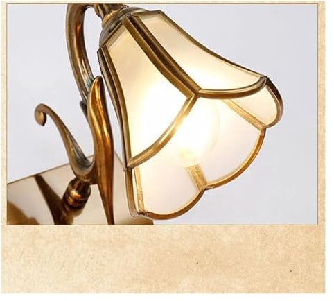 Applique da parete Europa V-intage oro paralume in vetro a tromba camera da letto bagno toilette specchio Compatible with il trucco lampada frontale E14