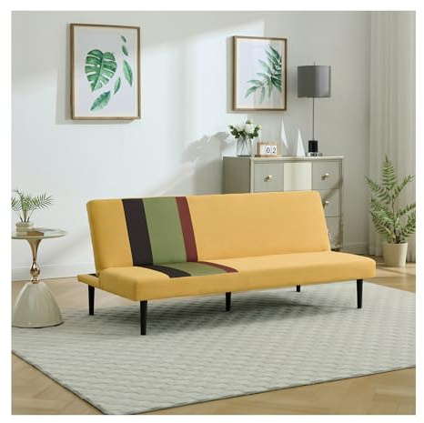 Warmiehomy Velvet Fabric Sofa Bed Click Clack Sofa Bed 3 Seater Sofa Couch Convertible Bed Settee or Living Room, Spare Room, Bedroom, Multicolour