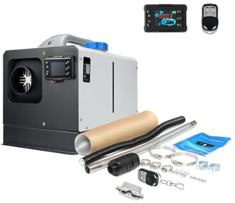 Riscaldatore ad aria diesel da 5 kW, 12 V, 24 V, riscaldatore portatile a gasolio tutto in uno con schermo LCD e telecomando, riscaldatore da parcheggio a basso rumore per camper, auto e camper (bia