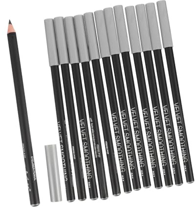 LRXIYODE Lot de 12 Crayons à Sourcils Noirs en Bois et Plastique, Maquillage Yeux, Trait Précis et Séchage Rapide, pour Usage Personnel et Professionnel