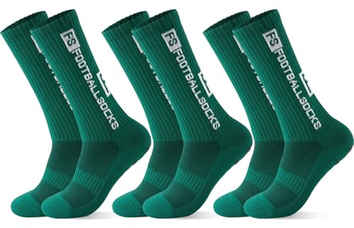 Betrynidil 3 par halkfria sportstrumpor - herr dam storlek 39–46 - för fotboll, basket, rugby, yoga, vandring, Färg: grön, 39/46 EU