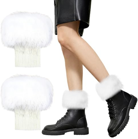 XIABYAYU Jambières Courtes, 1 Paire JambièRes Femme, Guetres Femme, leg warmers, Guêtres Jambières Pour Femmes et Filles, Chauffe-Hiver, Blanc