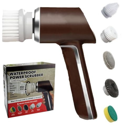 Nzkeuf Brosse de Nettoyage électrique, Brosse Electrique Nettoyage avec Batterie 2000 mAh et 5 Embouts, pour la Cuisine, la Salle de Bain, la Voiture et Les Joints