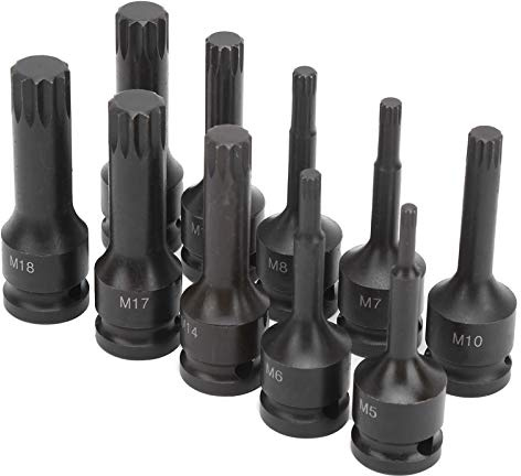 MasYosh 10-teiliges 1/2-Zoll-Antriebs-Schlag-Steckschlüssel-Bit-Set, CR-MO-Stahl-Vierkant-Steckschlüssel-Werkzeug mit Aufbewahrungsbox, für die Kfz-Reparatur von Air Impact Power Bar