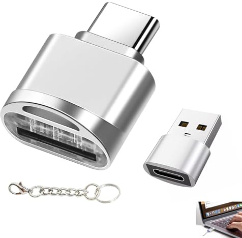 Lecteur de Carte Micro SD USB C, Lecteur OTG USB C, avec Adaptateur USB, Mémoire TF, pour Smartphones, Tablettes et Ordinateurs, Mini Portable avec Porte Clés, Transfert Rapide Photos Vidéos Fichiers
