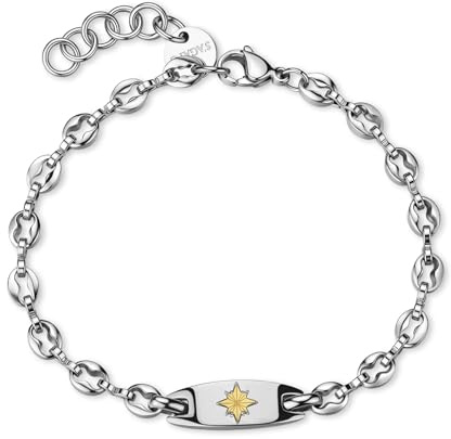 S'Agapõ Bracciale Uomo in Acciaio con Simbolo Rosa dei Venti | Collezione Titan - STI23