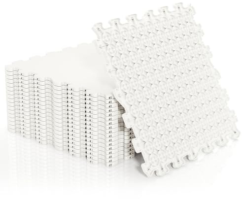 GYMAX 10 PCS/18 PCS Dryland Synthetic Ice Tiles, 46.5cm x 46.5cm Hockey Flooring Tiles, Indoor Outdoor Hockey Shooting Equipment Artificial Ice Mats for Backyards, Homes