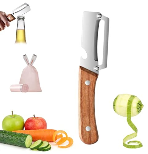 Multifunctional Vegetable Peeler, Stainless Steel 2-in-1 Multifunctional Fruit Peeler with Bottle Opener, Sharp Blade Kitchen Tool for Potato, Carrot, Apple & Orange, Ergonomic Easy Peelers (1Pc)