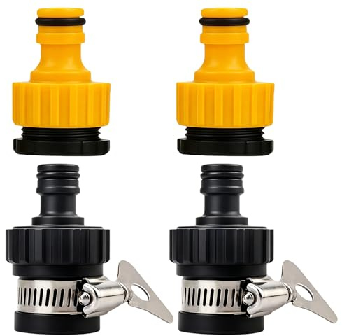 Kitchen Tap Hose Connector, Quick Fit with Threaded Faucet Adapter, Universal Mixer Tap Hose Connector for Garden Watering, 2 Sets with Yellow Washers Included