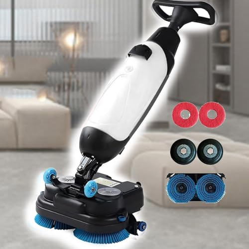 Autolaveuse de sol électrique portable sans fil, usage commercial, double brosse rotative à 360°, largeur de nettoyage de 43 cm, autonomie de 90 à 120 minutes, nettoyage efficace (blanc)