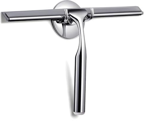 GlobaLink Shower Squeegee, 10’’ Heavy Duty Stainless Steel Squeegees Shower Wiper Scraper with Adhesive Hook All-Purpose Bathroom Window Squeegee for Kitchen Car Glass Mirror Shower Door