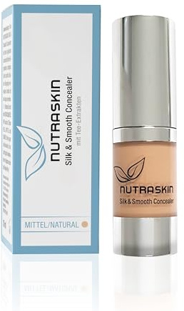 Nutraskin Silk & Smooth Correttore Medio - Correttore Liquido Naturale per una Carnagione Impeccabile I Nasconde Imperfezioni, Occhiaie, Rughe ecc. I Prodotto in Germania I 10ml
