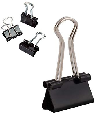 D.RECT Metall foldbackklämmor – foldbacksklämmor förpackning 12 stycken x 12 förpackningar (144 klämmor) 19 mm – multifunktionsklämmor, metallbindare klämmor för: Anteckningar, brevpapper –