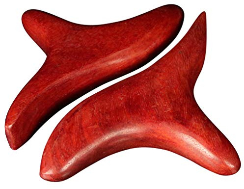 2 Stück Holz Massagestab Holz Gua Sha Werkzeug Thai Massage Werkzeuge Gesichtsmassage Werkzeug für Hand Kopf Fuß Gesicht Körper Massage (Dunkelrot)