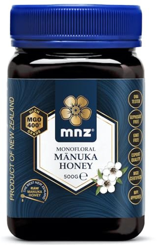 MNZ Miele di Manuka Crudo 400+ MGO da 500 gr | Monofloreale Puro | Prodotto e invasettato Crudo in Nuova Zelanda | Livello di Metilgliossale garantito