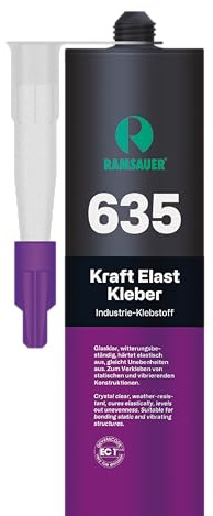 RAMSAUER 635 Kraft Elast Kleber, 290ml Kartusche, Glasklar | Verklebt Türzargen, Paneele, Zierleisten, Fensterbänke, Fußbodenleisten, Isolationsmaterial, Elastisch, Stark
