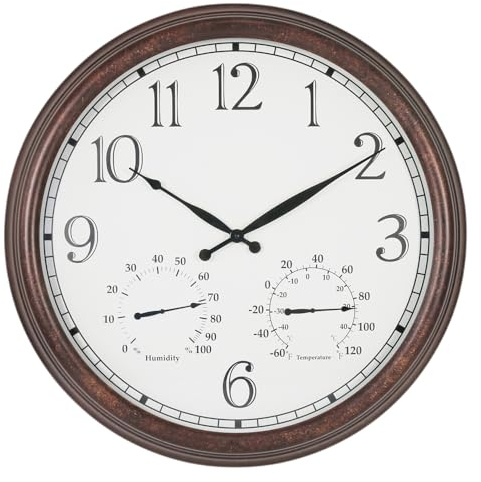 BESTIME MT-33 23-Inch Three-in-one Metal Wall Clock.Indoor,Outdoor,Thermometer,Hygrometer,Weather Resistant,Garden,Lanai.