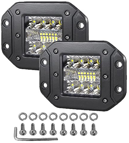 SKYWORLD 2PCS 5-Inch 42W Flush Mount LED Spotlights - Fog Lights, Work Light, Reverse Lights for SUV, Pickup, 4x4 Truck, Off-Road, 4WD, Car Bumper & Backup Light Pods