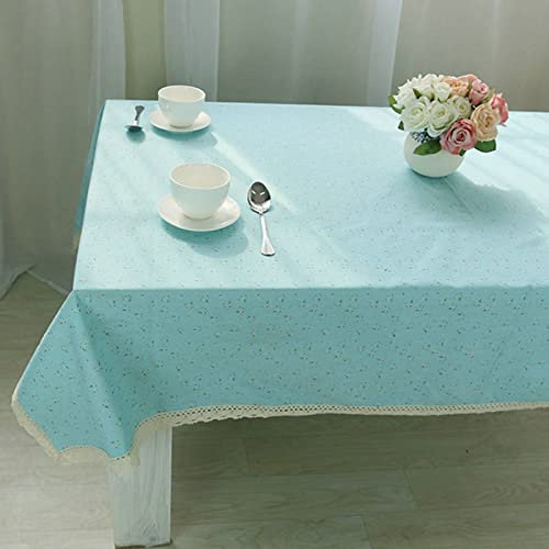 EHOMERY Tischdecke Anthrazit Leinenoptik Kitchen Table Cloth Kleine Blumen Tischdecke Abwaschbar Petrol Tischtuch Für Biertisch Blau Tischschutz Dekoration 140X220Cm