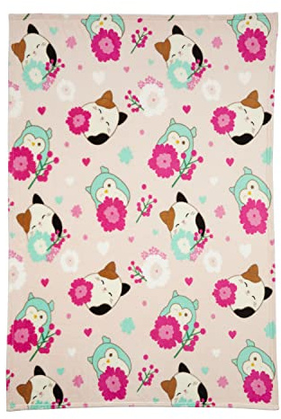 Franco Squishmallow's Cam Bedding Supermjuk Micro Raschel Filt, 117 cm x 152 cm, (Officiell Squishmallow's Produkt)