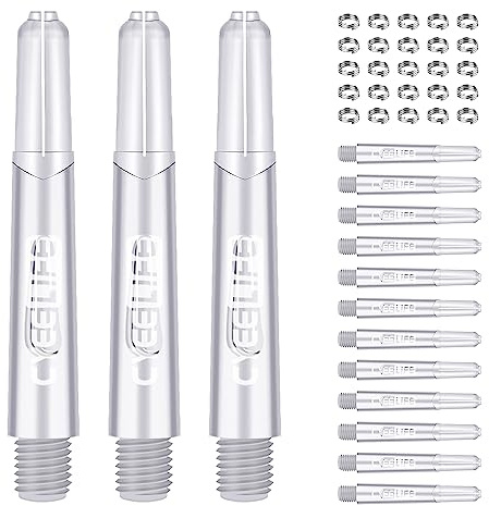 CyeeLife 35/41/48mm Kunststoff Dart Schäfte 15 Stück mit 20 Schaftringe Ring aus Metall,8 Farben 2BA PC Dartpfeile Zubehör