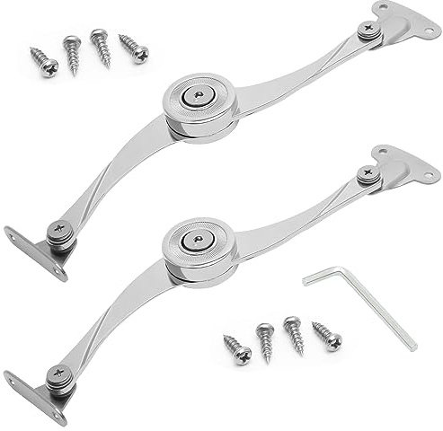 2 Piezas Bisagra Cierre Suave de Soporte de Tapa con Hardware Montaje, Bisagras para Puertas de Muebles Cocina, Bisagra de Soporte Plegable para Armario Estante Caja