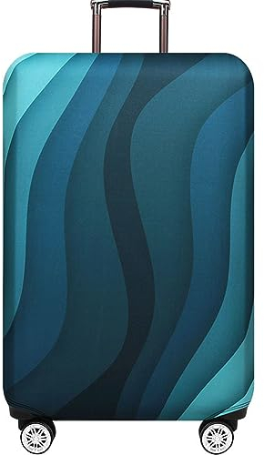 Mateju Kofferschutzhülle Elastisch Kofferhülle 18-32 Zoll, Gepäck Cover Reisekoffer Hülle Luggage Cover Staubdichte Trolley Case Schutzhülle Waschbare Kofferbezug (Grüne Wellen,M)