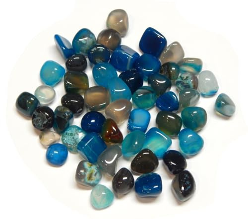 Perlin 50 stück Achat Edelsteine Halbedelsteine Perlen 9mm ~ 15mm Trommelsteine Edelstein Halbedelstein für Edelsteinspiel zur Schatzsuche und Dekoration (Blau)