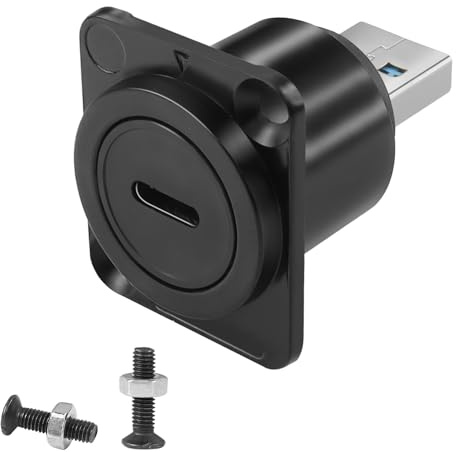 QIANRENON Adaptateur de montage USB 3.0 vers USB C - 5 Gbps - Fiche USB 3.0 vers USB C femelle - Connecteur de données USB 3.0 vers type C - Montage panneau D / XLR - Pour transfert de données/charge