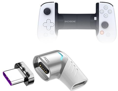 BoxWave Adapter Compatible with Backbone One PlayStation Edition (iPhone) - MagnetoSnap PD Angle Adapter, Magnetic Charging Connector Device Saver - Metallic Silver