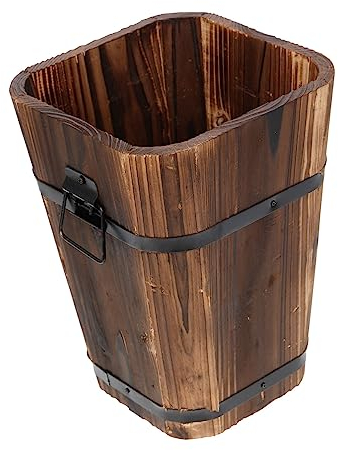 Milisten Retro Style Flowerpot Carbonized Wood Practical Garden Yard