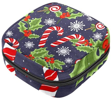 RODAILYCAY Damenbinden-Aufbewahrungsbeutel für Damen, große Kapazität, Menstruationseinlage, Weihnachtselemente, Menstruationstaschen, Tampon-Sammelhalter, Geldbörse