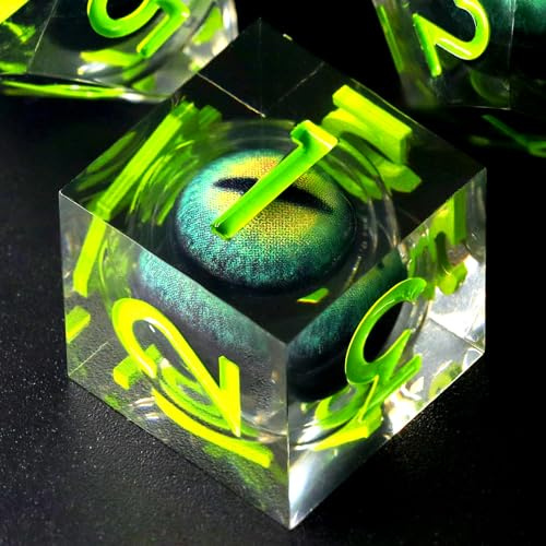 FONGOGO Rollspel Tärningsset DND för Fängelsehålor och Drakar, Polyedriska RPG-tärningar, 7 delar Flytande Kärna Drakeöga Harts-tärningar, DND Dice Set for Dungeons and Dragons()