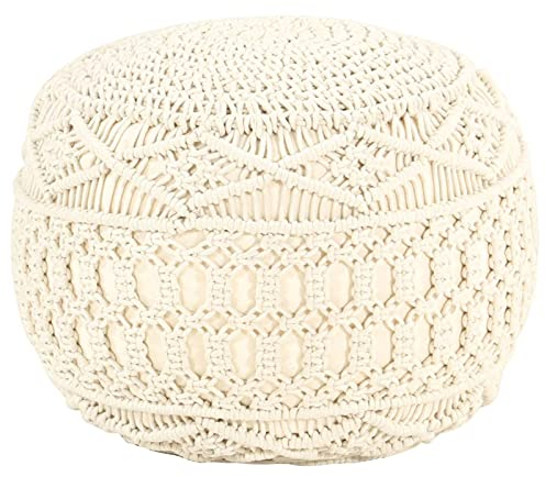 CIADAZ Makramee Sitzpuff, Pouf, Pouf Sitzkissen, Sitzhocker, Ottoman Puff, Handgefertigt 45x30 cm Baumwolle