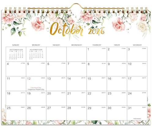 2026 Wall Calendar - Jan 2026 - Dec 2026, 2026 Calendar, 12 Month Hanging Wall Calendar 2026, 11 x 8.5, Sturdy Spiral Binding, Julian Dates, Large Block, Thick Paper, Perfect for Organizing