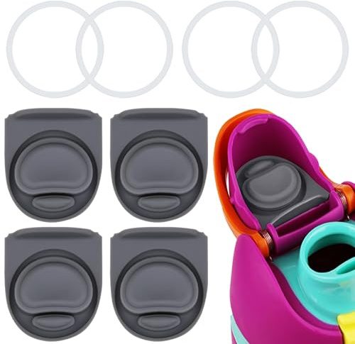BMSQOFD Replacement Seal Stopper Gasket Compatible with Owala FreeSip 24oz 32oz,Water Bottle Lid Insert Cap Rubber Seal Parts for Owala 16/19/24/32/40oz Mouth piece Gray 4 Kit 4 Complete Seal Kit