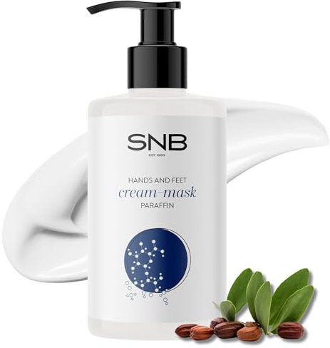 SNB Professional crema mani e piedi – Maschera paraffina 250 ml con olio di jojoba, acido ialuronico, acidi grassi omega-6 e 9 | cura delle mani e dei piedi | per pelli molto secche e screpolate |