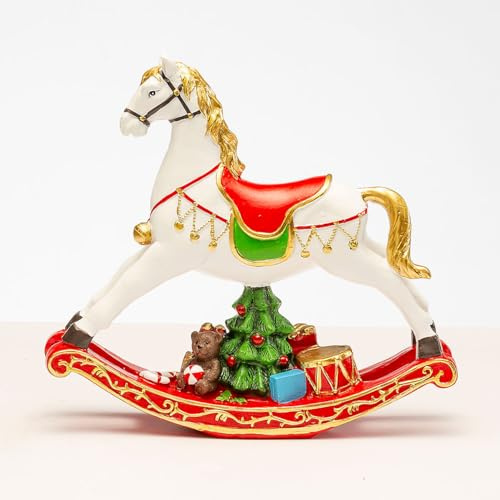 Lamart Noel by Caballo balancín navideño 20,5 cm blanco resina decoración navideña