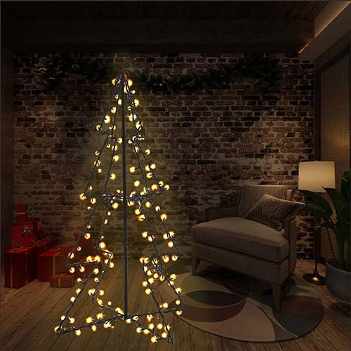 Festnight Led Weihnachtsbaum Aussen 120x78 cm 160 LEDs Beleuchtet Tannenbaum Outdoor Lichterbaum Weihnachtsdeko Außen Lichterpyramide Weihnachtsbaum Kegelform Metall Draußen