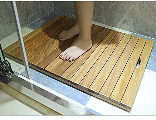 Bambus-Badematte für Dusche, rutschfeste Holzmatte für Badezimmer, luxuriöse Outdoor-Duschmatte, anpassbar, 50 x 90 cm