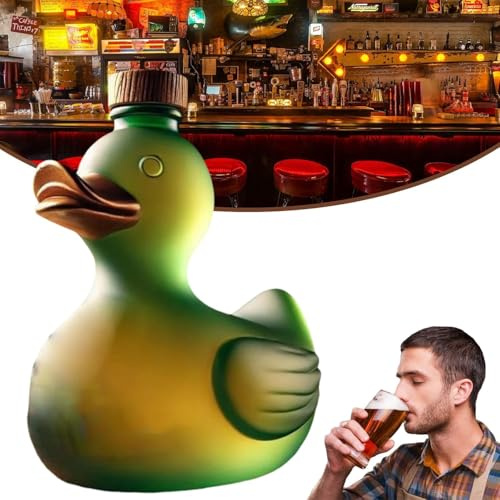 Divertida botella de pato de whisky, vasos de whisky grabados de 10 onzas, vasos de whisky para hombres, vasos de degustación de whisky, copas de vino lindas, decantador de whisky de pato, para los