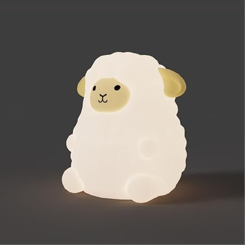 Sangyn Nachtlicht Kinder Dimmbar RGB Baby Nachtlicht stilllicht Silikon Nachttischlampe mit USB Aufladung Nachtleucht Kinderzimmer Dekor LED Schlaflichter, Schaf