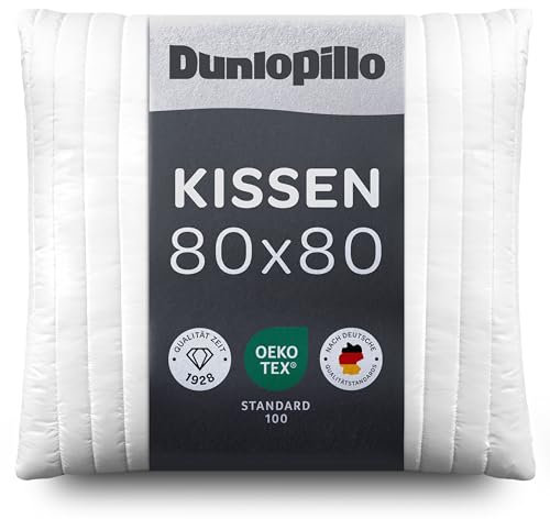 Dunlopillo Kopfkissen 80x80 - Premium Schlafkissen | Oeko-Tex Zertifiziert Kissen für Allergiker | Perfekte Bettkissen | Polster, Kopfpolster, Kissen Bett 80 x 80 cm | Pillow for Sleeping
